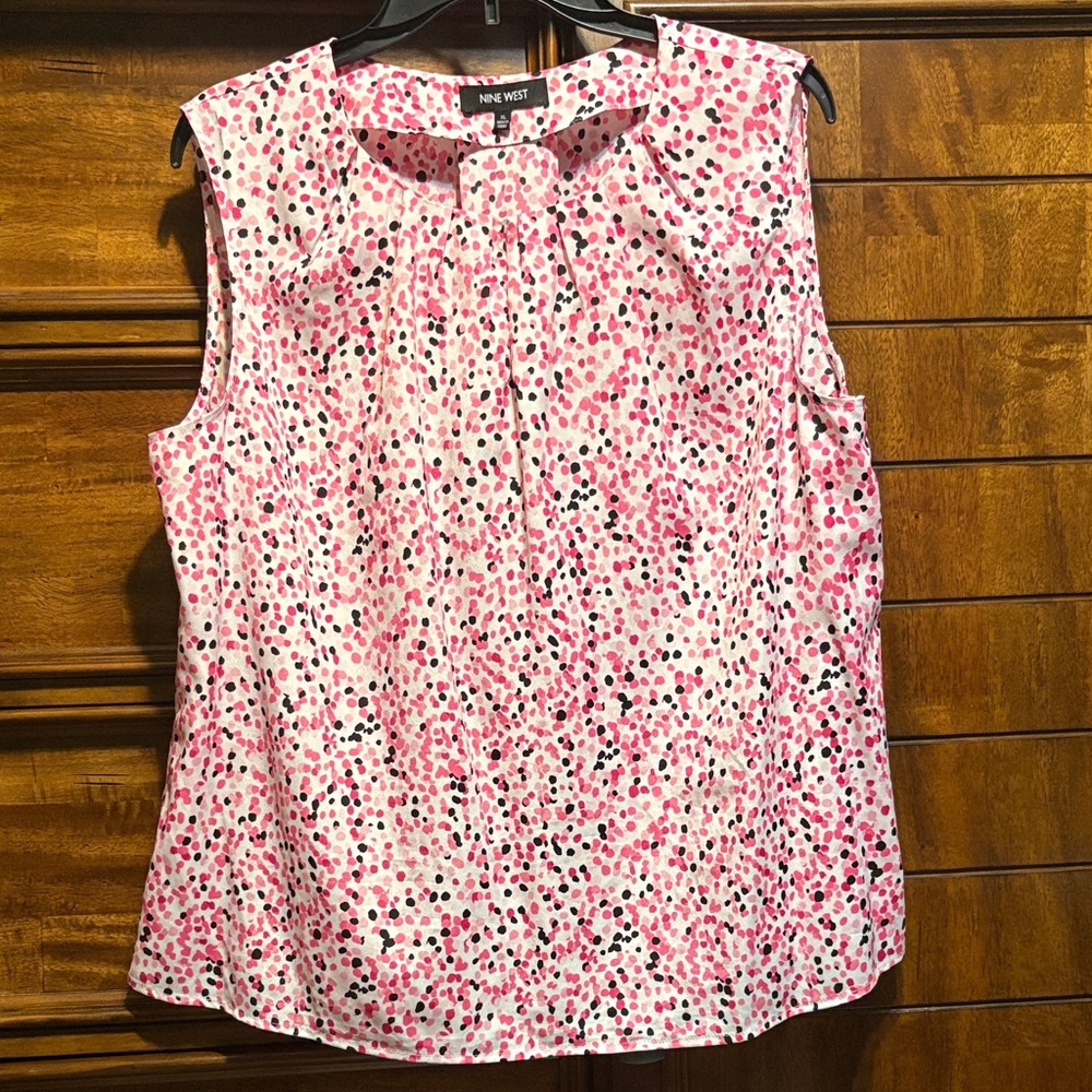 Nine West Pink and Black Sleeveless Blouse